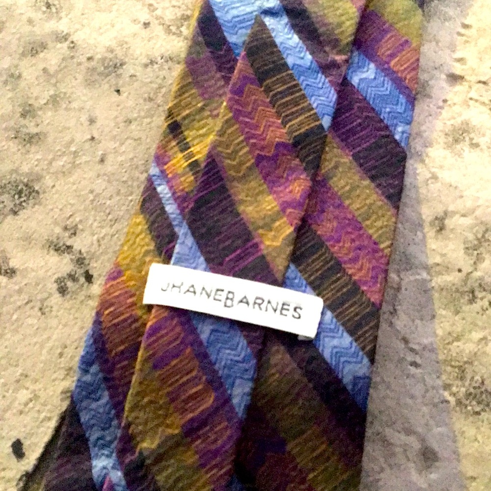 Purple Blue Olive Green Tie Shawn Barnes Men’s - Picture 10 of 11